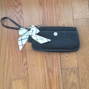 Black leather Coach wristlet purse
